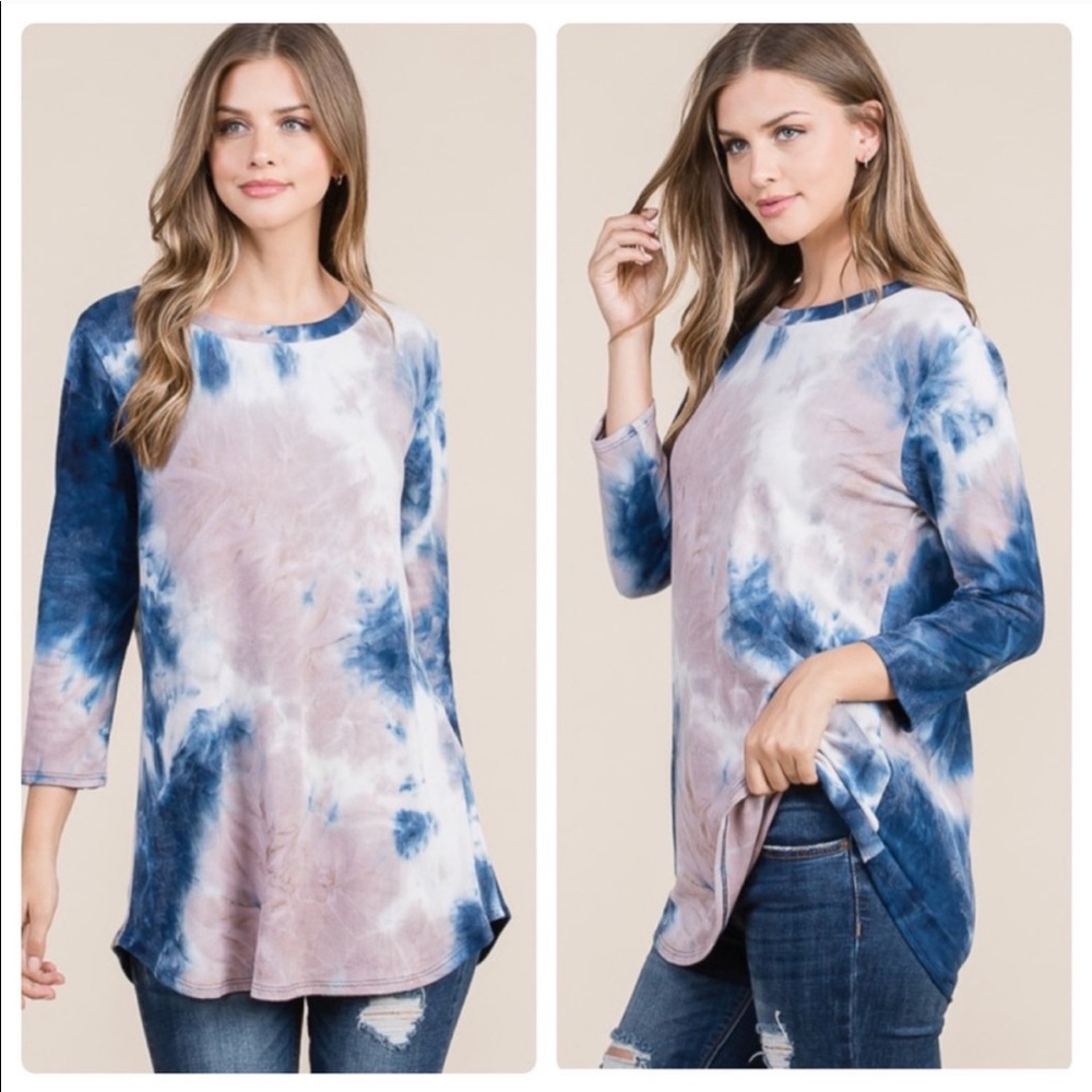 💥 Soft Knit 3/4 Sleeve Tie Dye Top